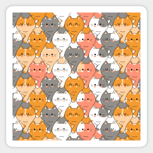 Cat Kittens Cute Pattern Design With Cats in Various Poses Fun Funny Design Sticker